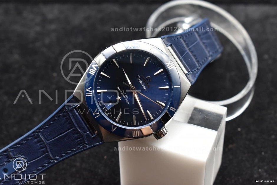 Clone Strap Gummy SS Blue Ceramic Blue 546 A8900 Blue Breathable on 1:1 Constellation VSF Super Edition Dial Best 0217
